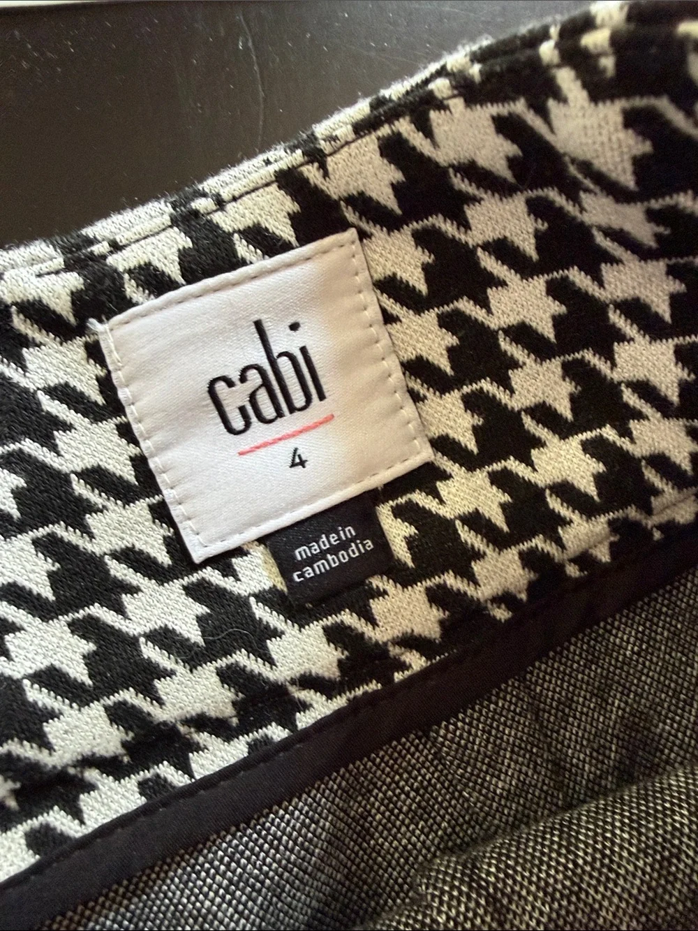 Cabi Black & White Houndstooth A-Line Women's Skirt